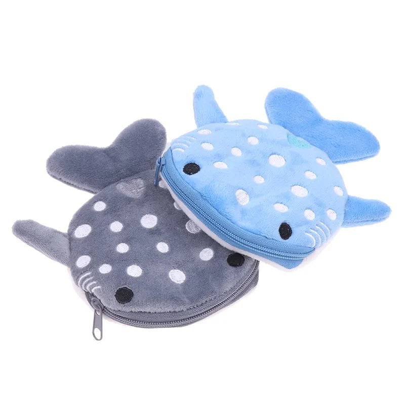 Storazone HOT! Cute Cartoon Plush Shark Coin Purse Plush Animal Wallet For Women Kids Zipper Coin Bag