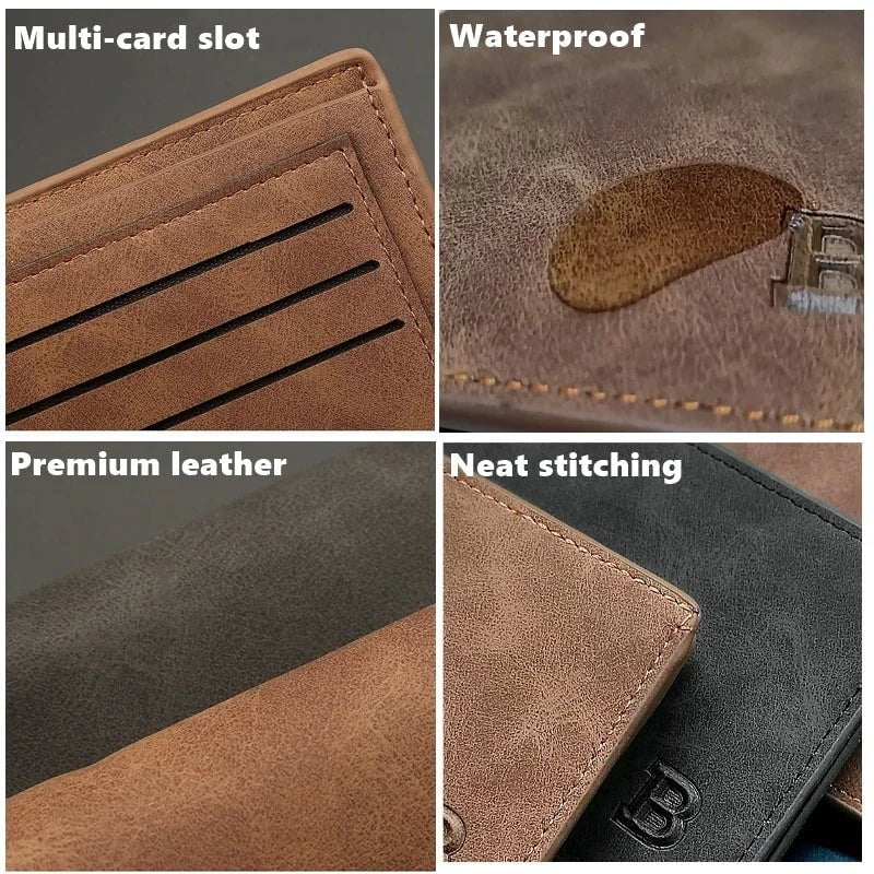 Storazone Hot Selling Leather Wallet Top Men Coin Bag Minimalist Thin Purse Card Pack Purse Business Short Wallet for Men 2023 New Fashion