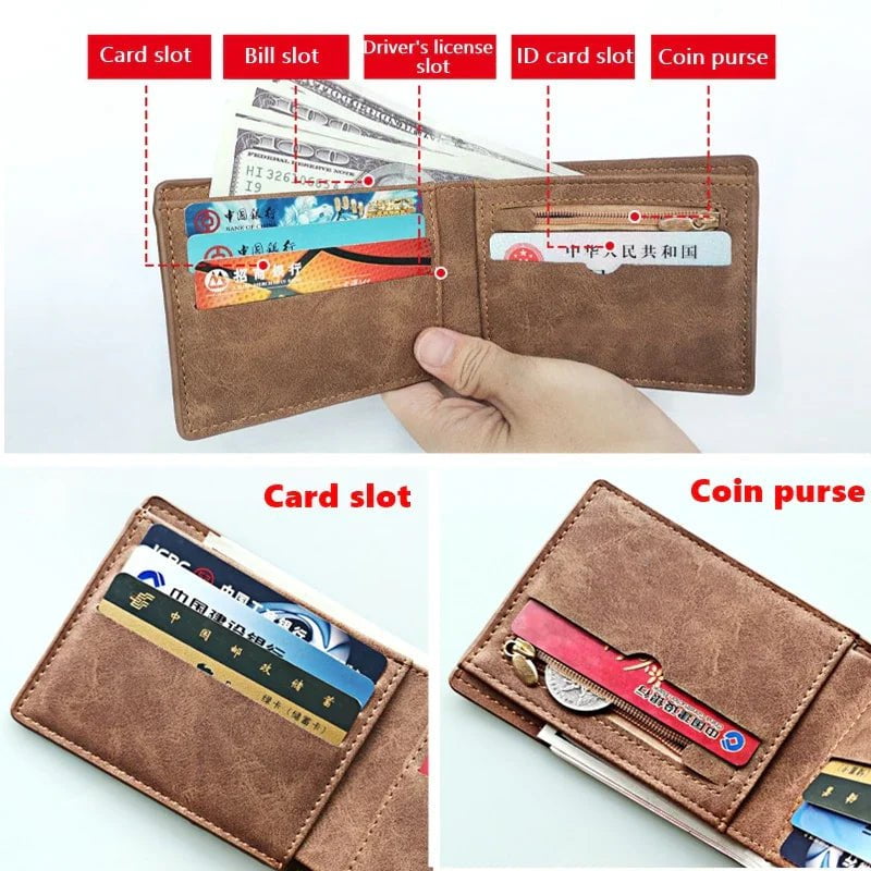 Storazone Hot Selling Leather Wallet Top Men Coin Bag Minimalist Thin Purse Card Pack Purse Business Short Wallet for Men 2023 New Fashion