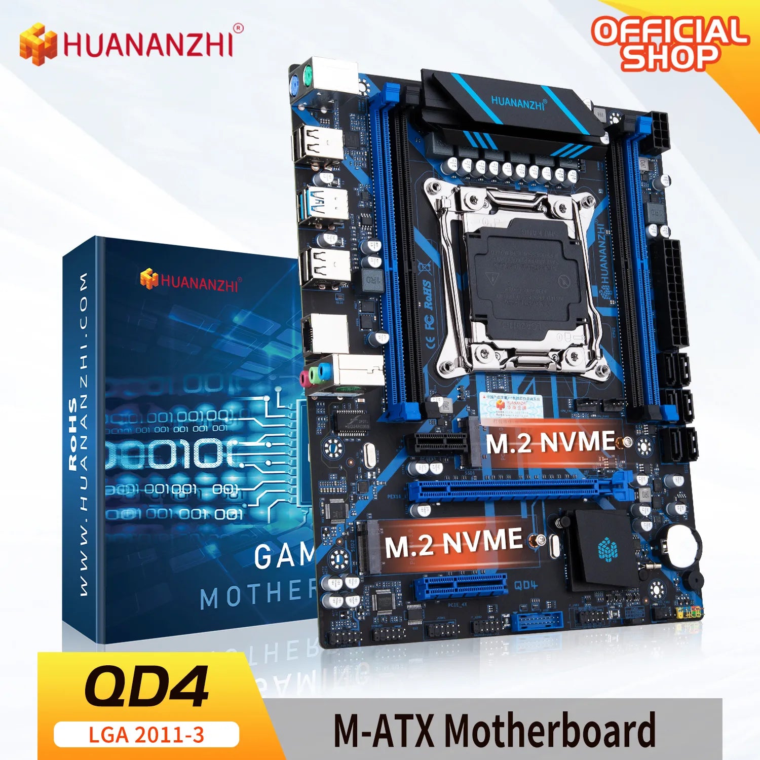 Storazone HUANANZHI X99 QD4 LGA 2011-3 X99 Motherboard with Intel E5 2680 v4 with 1*16G DDR4 RECC Memory combo kit set multiple options