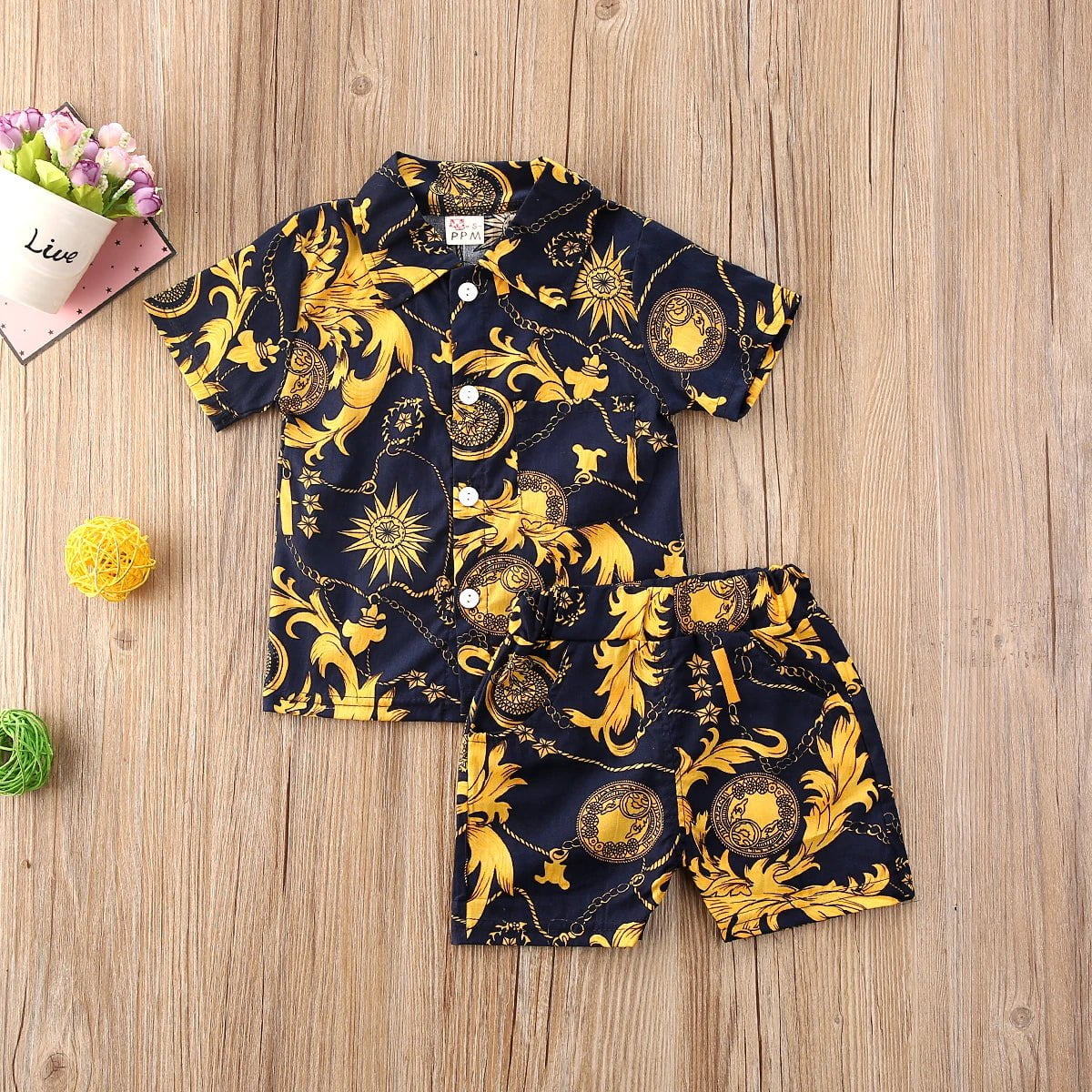 Storazone I / 4T 1-6Y Summer Infant Baby Boys Clothes Sets 10 Colors Floral Print Short Sleeve T Shirts Tops+Shorts Holiday Outfit
