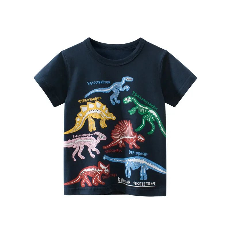 Storazone I / CHINA / 140(9-10) 2024 Children's T-Shirt for Boys Girls Kids Shirts Baby Short Sleeve Full Print Toddler Cotton Cartoon Car Tee Tops Clothing