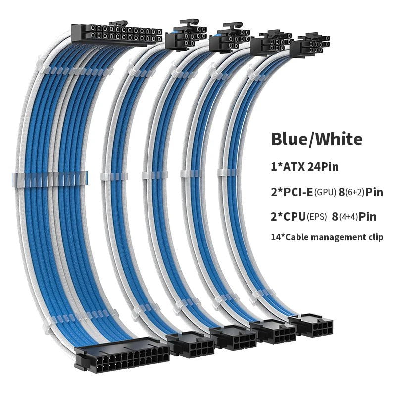 Storazone I TEUCER TC-35 Series PSU Extension Cable Kit Solid Color Cable Solid Combo 350mm ATX24Pin PCI-E8Pin CPU8Pin With Combs