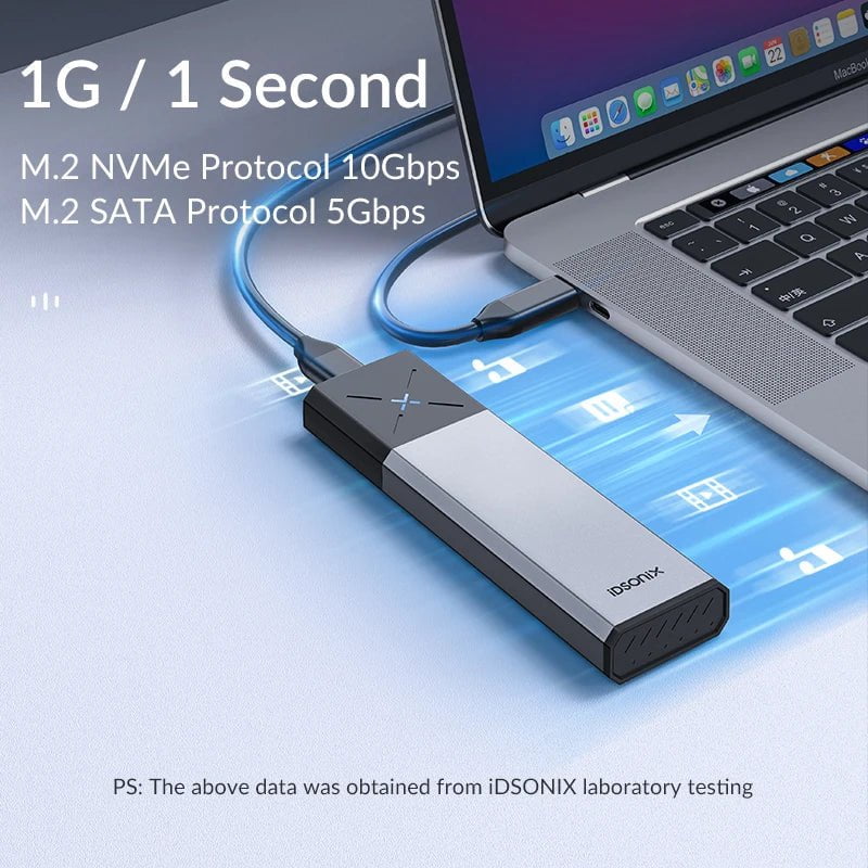 Storazone iDsonix SSD Case M.2 NVMe SATA Enclosure Dual Protocol Case NVME PCIE NGFF SATA External Hard Drive Box Support UASP for Laptop