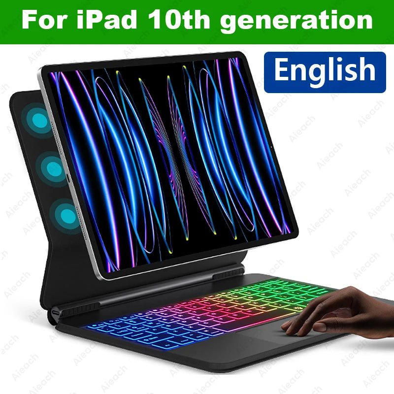 Storazone iPad 10th Gen EN / CHINA AIEACH Magic Keyboard For iPad Bluetooth Wireless Keyboard with Backlight Korean Spanish For iPad Pro 11 Air 4 5 10th Generation