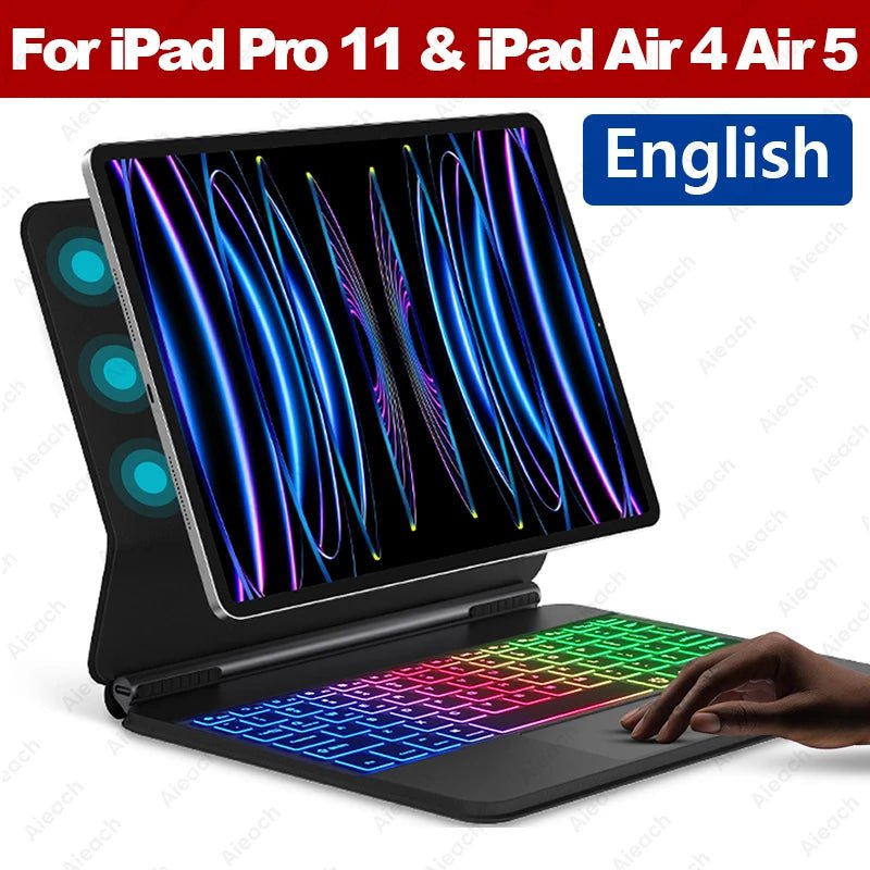 Storazone iPadAir 4 5 Pro11 EN / CHINA AIEACH Magic Keyboard For iPad Bluetooth Wireless Keyboard with Backlight Korean Spanish For iPad Pro 11 Air 4 5 10th Generation