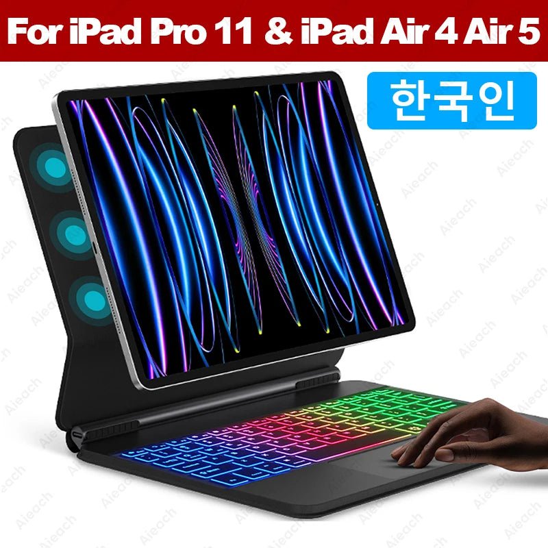 Storazone iPadAir 4 5 Pro11 KR / CHINA AIEACH Magic Keyboard For iPad Bluetooth Wireless Keyboard with Backlight Korean Spanish For iPad Pro 11 Air 4 5 10th Generation