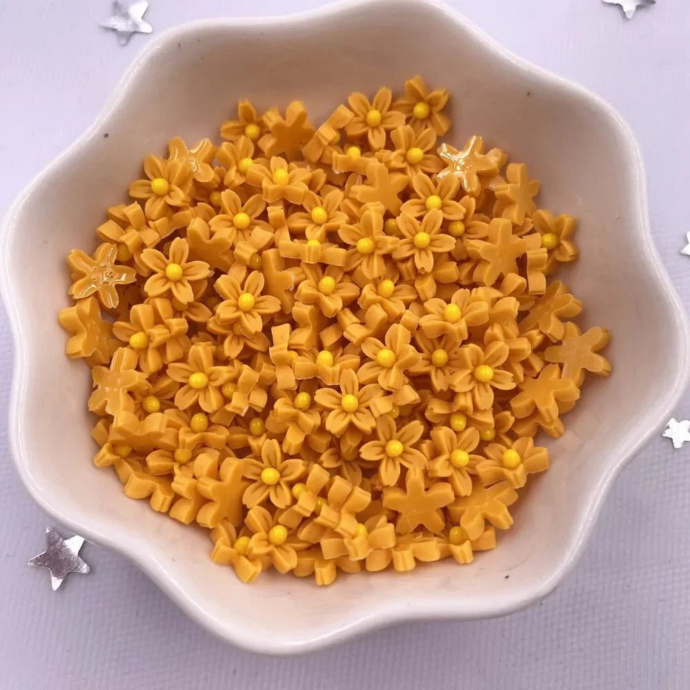 Storazone J 100Pcs 8mm Resin 3D Colorful Mini Flower Gems Flatback Figurines Scrapbook Wedding Applique  Nail Art Decor Crafts  OL560