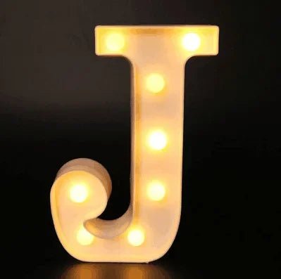 Storazone J / 22cm Decorative Letters Alphabet Letter LED Lights Luminous Number Lamp Decoration Battery Night Light Party Baby Bedroom Decoration.