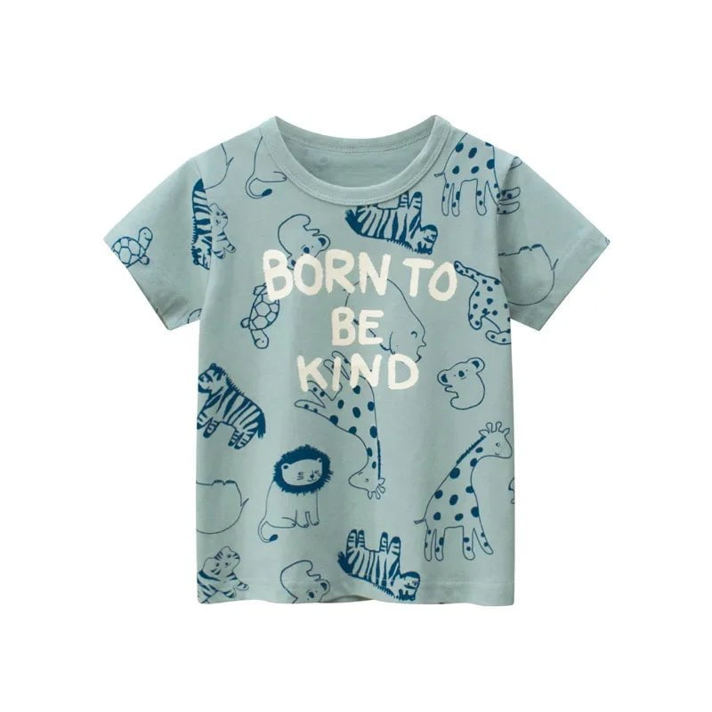 Storazone J / CHINA / 120(5-6) 2024 Children's T-Shirt for Boys Girls Kids Shirts Baby Short Sleeve Full Print Toddler Cotton Cartoon Car Tee Tops Clothing