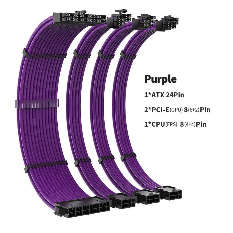 Storazone J TEUCER TC-35 Series PSU Extension Cable Kit Solid Color Cable Solid Combo 350mm ATX24Pin PCI-E8Pin CPU8Pin With Combs