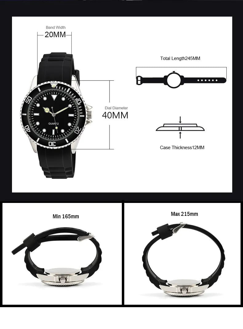 Storazone Japan Movement No Logo 40mm Rotating Bezel Rubber Strap Quartz Analog