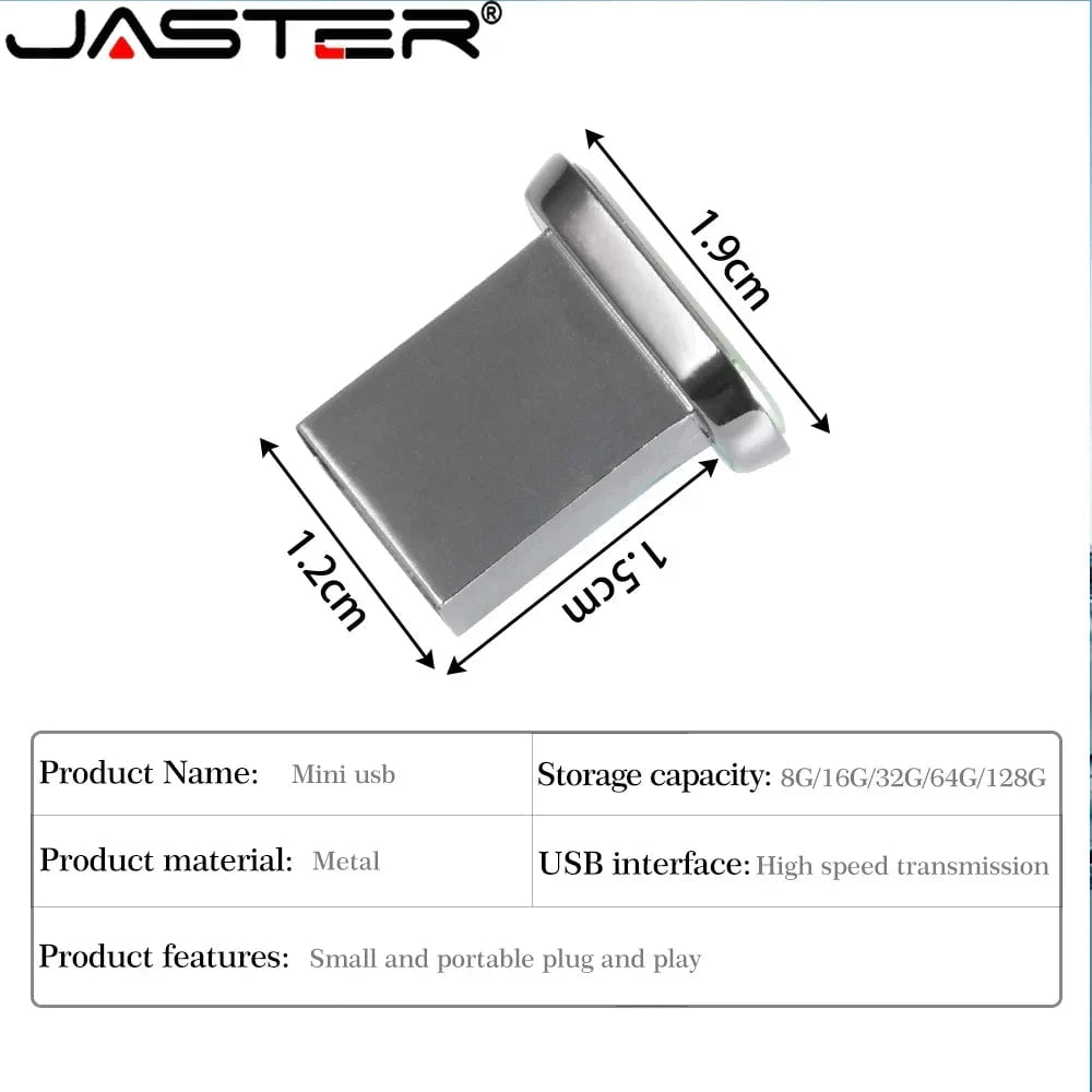 Storazone JASTER Memory Stick High Speed USB Flash Drive 64GB Mini Metal Button Pen Drive 32GB Waterproof Pendrive Silver External Storage