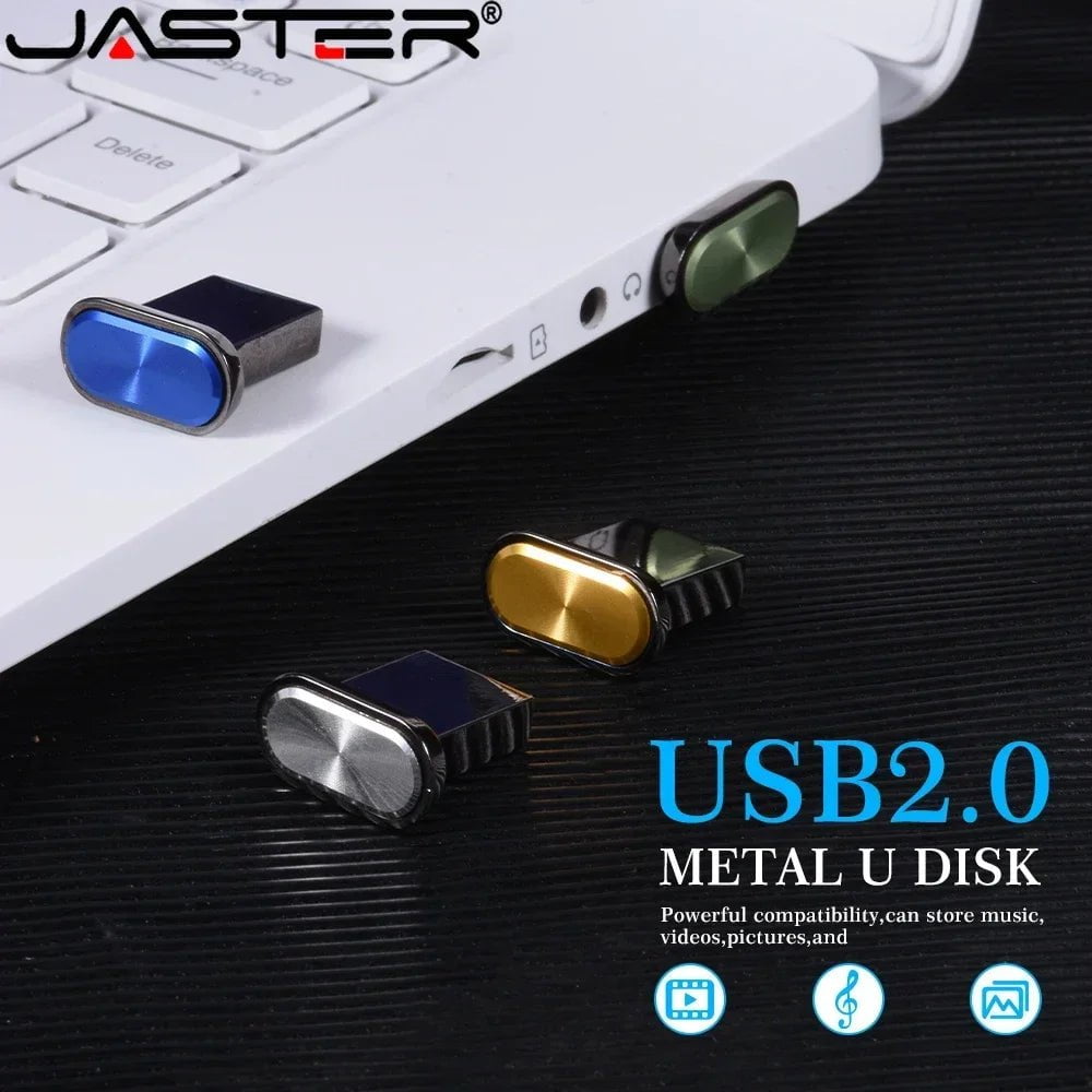 Storazone JASTER Memory Stick High Speed USB Flash Drive 64GB Mini Metal Button Pen Drive 32GB Waterproof Pendrive Silver External Storage