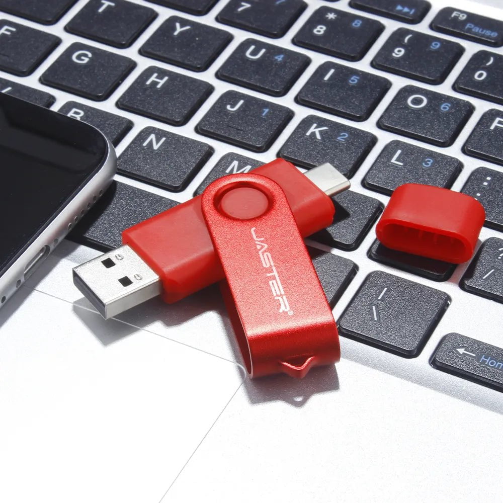 Storazone JASTER Red Rotatable USB Flash Drive 128GB Free Custom Logo 2.0TYPE-C USB Stick 64GB 32GB 16GB 8GB Creative Gift Pen Drive 4GB