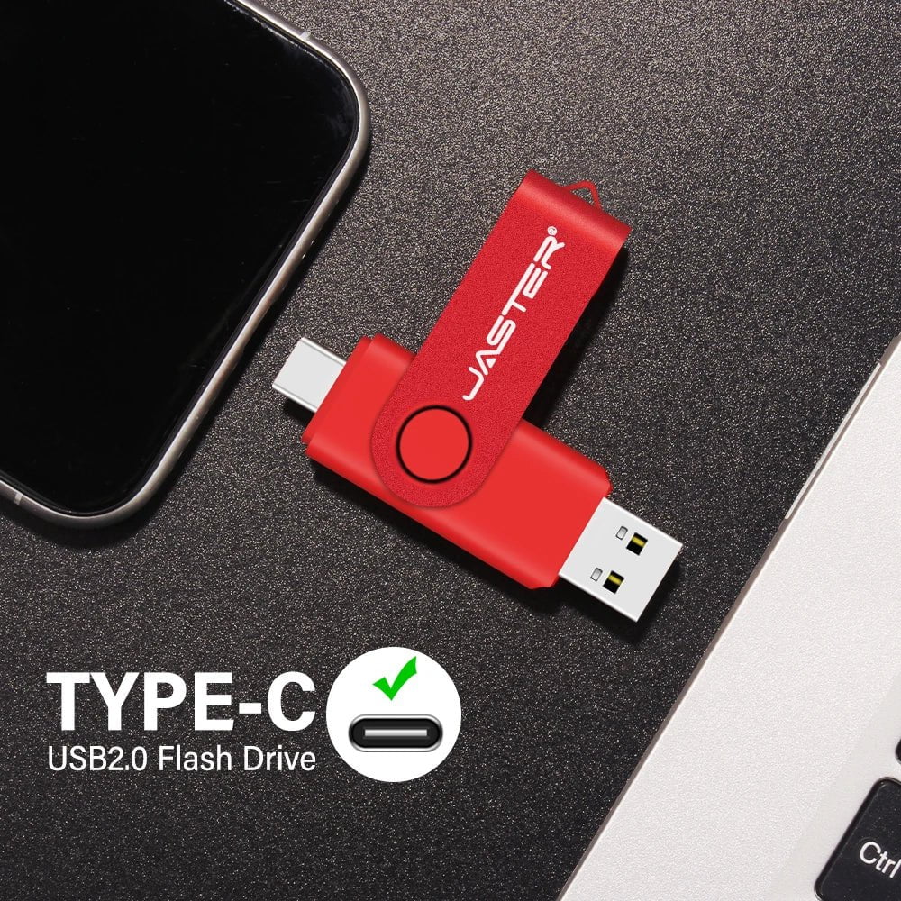 Storazone JASTER Red Rotatable USB Flash Drive 128GB Free Custom Logo 2.0TYPE-C USB Stick 64GB 32GB 16GB 8GB Creative Gift Pen Drive 4GB