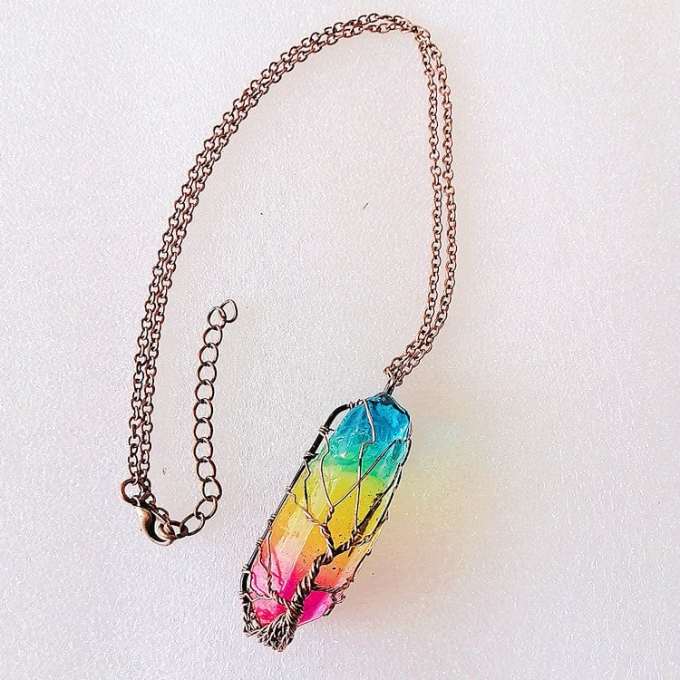 STORAZONE Jewerly Colorful chain / 1PCS Hot Selling Stone Crystal Pillar Tree Of Life Pendant In Europe And America