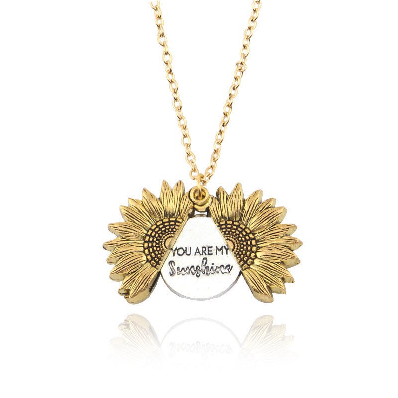 STORAZONE Jewerly Gold / 1PCS You Are My Sunshine Sunflower Necklace Women Men