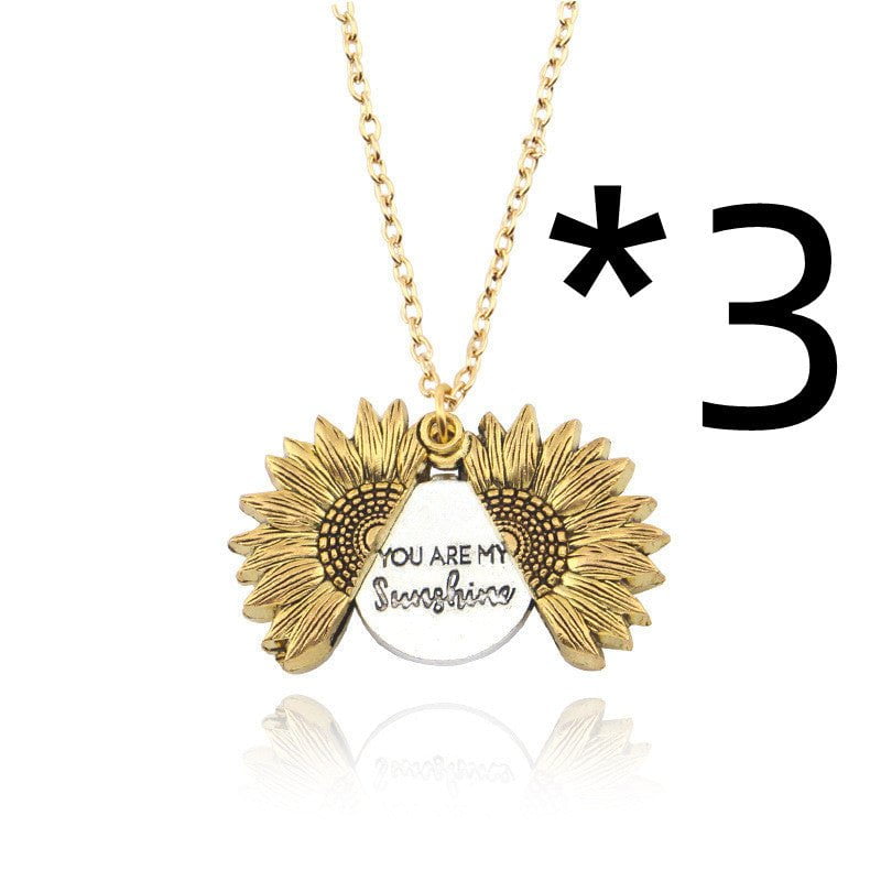 STORAZONE Jewerly Gold / 3PCS You Are My Sunshine Sunflower Necklace Women Men