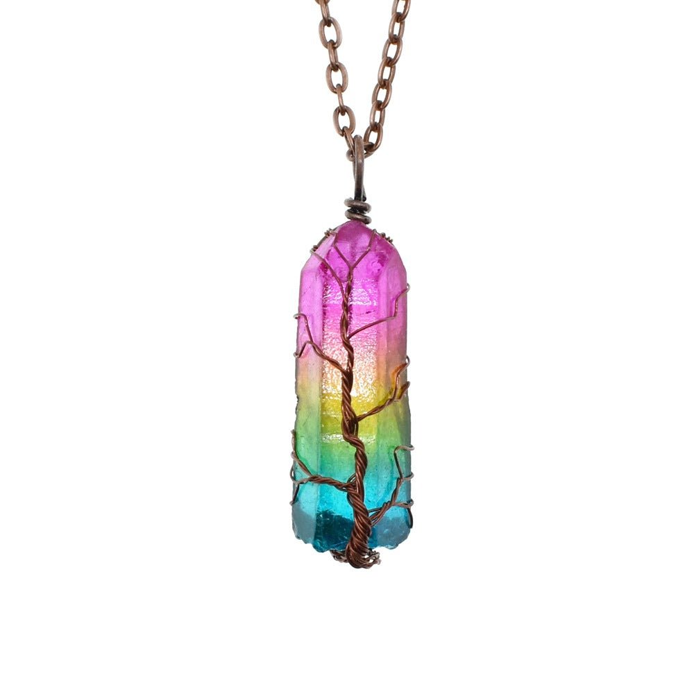 STORAZONE Jewerly Hot Selling Stone Crystal Pillar Tree Of Life Pendant In Europe And America