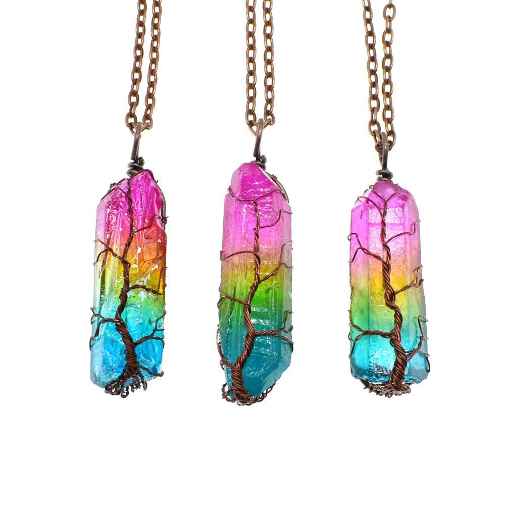 STORAZONE Jewerly Hot Selling Stone Crystal Pillar Tree Of Life Pendant In Europe And America