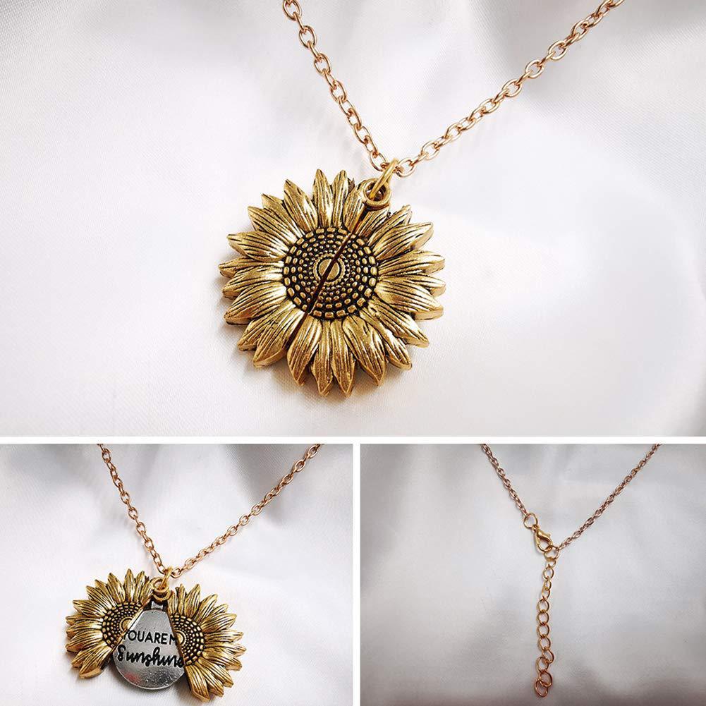 STORAZONE Jewerly You Are My Sunshine Sunflower Necklace Women Men