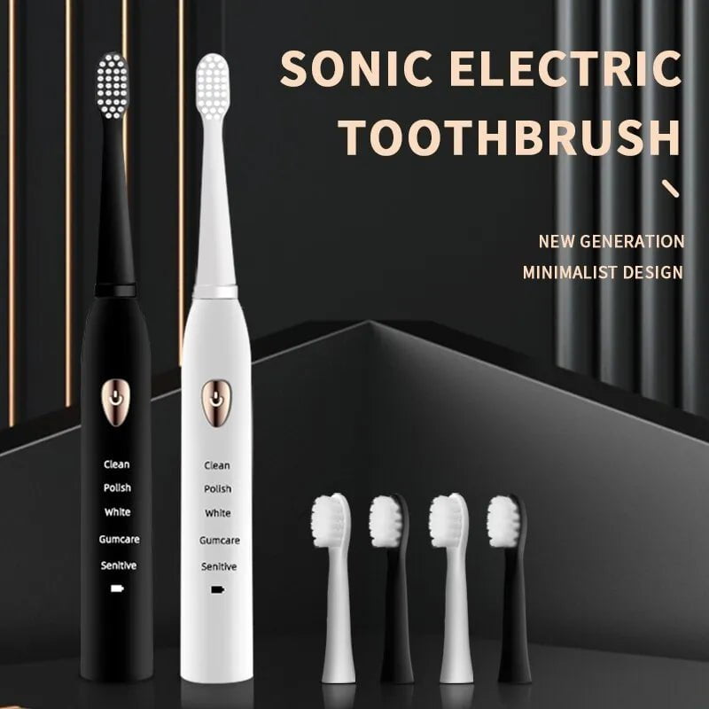 Storazone Jianpai Adult Black White Classic Acoustic Electric Toothbrush Adult 5-gear Mode USB Charging IPX7 Waterproof Acoustic Electric