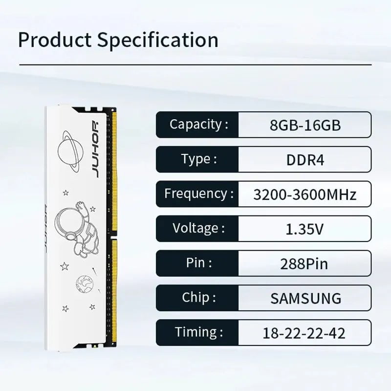 Storazone JUHOR DDR4 8GB 16GB 3200MHz 3600MHz 16GBX2 8GBX2 New Dimm XMP2.0 Desktop Gaming Memoria Rams Granules of Samsung