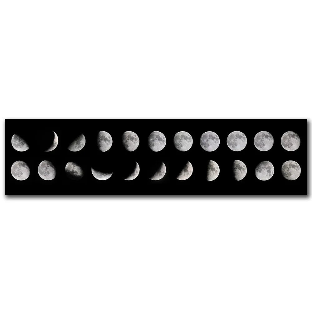 Storazone jy0957-4 / 20x80cm Wall Art Moon Phase Black White Posters Aesthetic Canvas Art Prints Abstract Painting Wall Picture for Living Room Home Decor