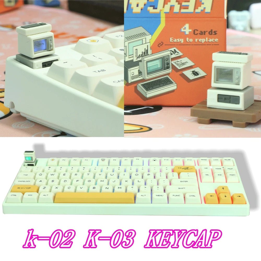 Storazone K-04 Keyboard Keycaps 3In1 For Mechanical Classic Retro Cute Transparent Key Cap Suit Cute Button Personalized Keycaps