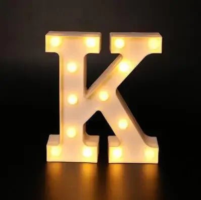 Storazone K / 22cm Decorative Letters Alphabet Letter LED Lights Luminous Number Lamp Decoration Battery Night Light Party Baby Bedroom Decoration.