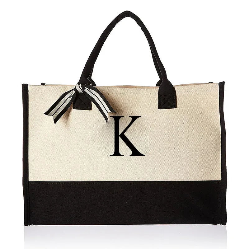 Storazone K / 40X30X15 Tote Bag Fashion Canvas Totes Letters Flower Portable Beach Shoulder Shopping Casual Beach Bag Large Capacity Handbag  Wholesale