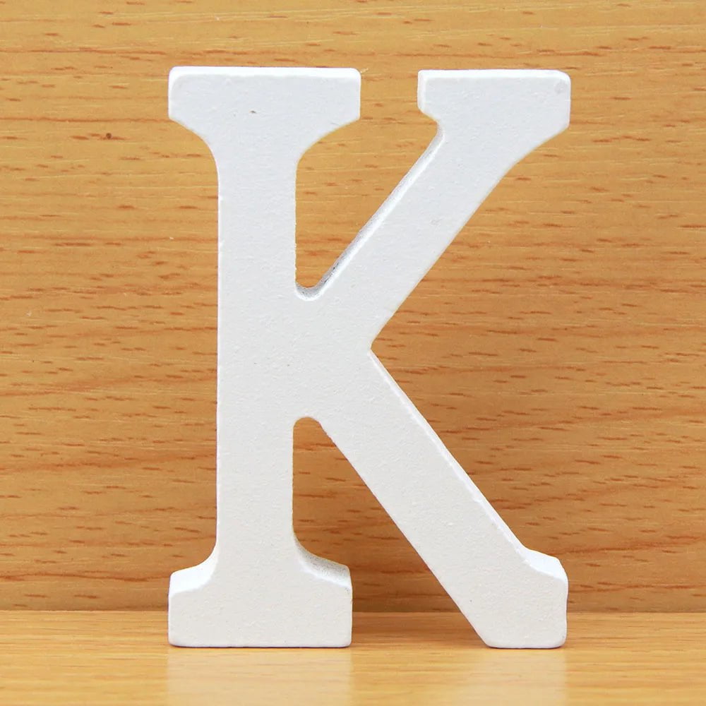 Storazone K / 8cm 8 CM Letras Decorativas Grandes White Wooden Letters Home Decor Wedding Decoration DIY Personalised Name Design Free Standing