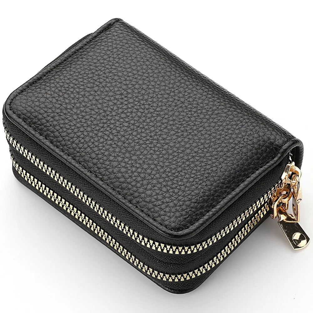 Storazone k3239 black Women Zipper Short Style Purse Lychee Pattern Fashion Large Capacity Multi Card Slot Coin Purse With Zipper