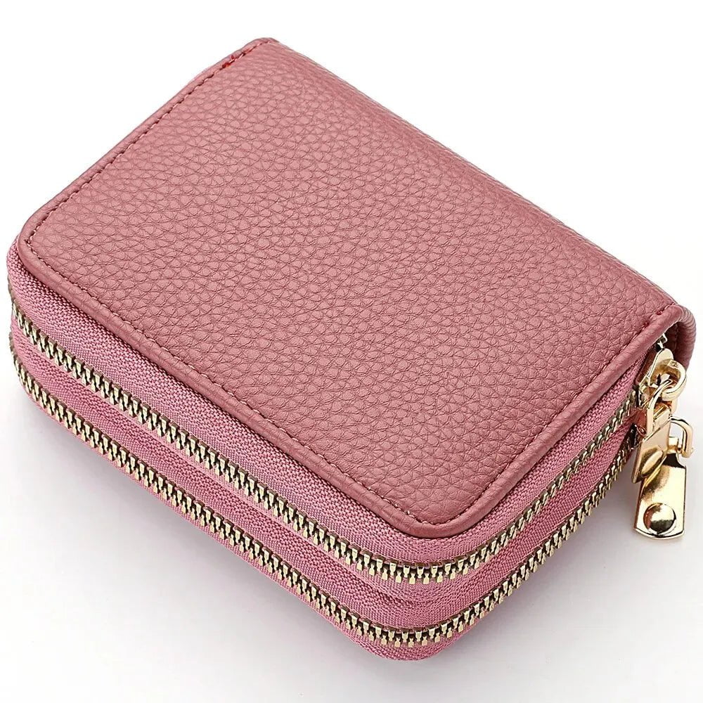 Storazone k3239 Deep pink Women Zipper Short Style Purse Lychee Pattern Fashion Large Capacity Multi Card Slot Coin Purse With Zipper