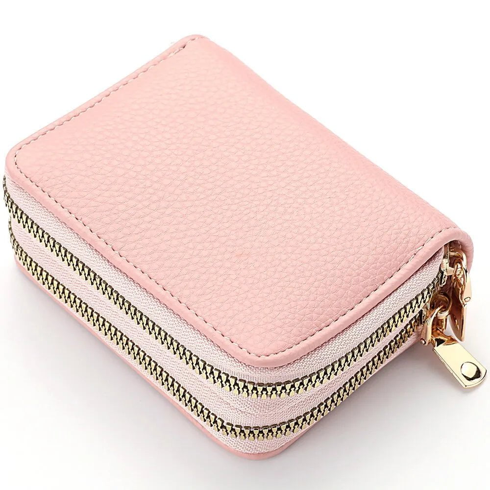 Storazone k3239 pink Women Zipper Short Style Purse Lychee Pattern Fashion Large Capacity Multi Card Slot Coin Purse With Zipper