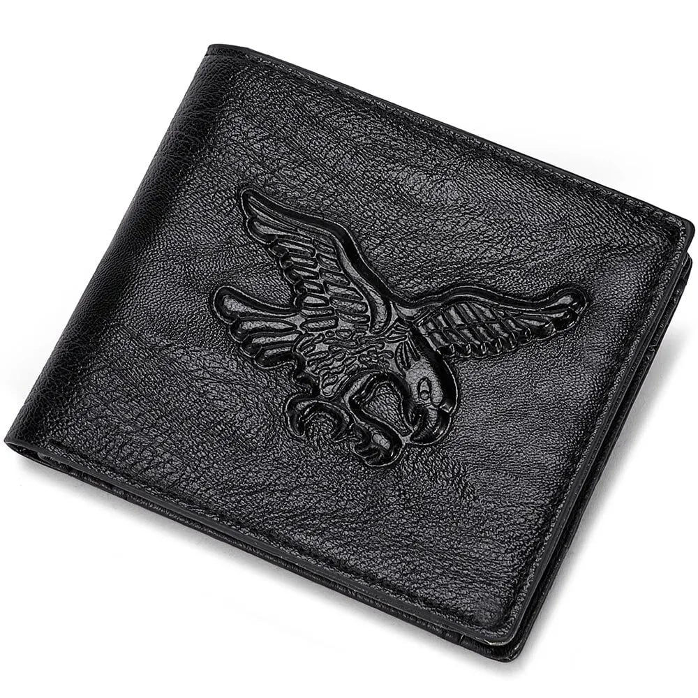 Storazone k3256 black New Men Short Wallet 3D Eagle Relief Pattern Casual Credit Card Coin Wallet