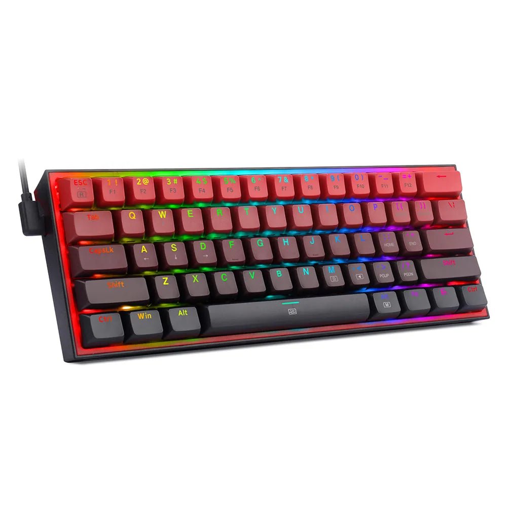 Storazone K617GBR-RGB / Red Switch REDRAGON Fizz K617 RGB USB Mini Mechanical Gaming Wired Keyboard Red Switch 61 Key Gamer for Computer PC Laptop detachable cable