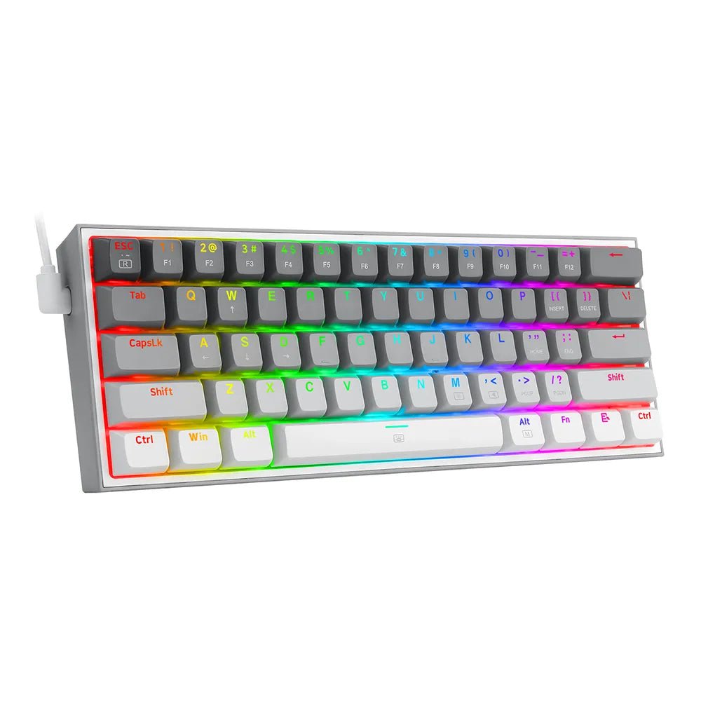 Storazone K617GGW-RGB / Red Switch REDRAGON Fizz K617 RGB USB Mini Mechanical Gaming Wired Keyboard Red Switch 61 Key Gamer for Computer PC Laptop detachable cable