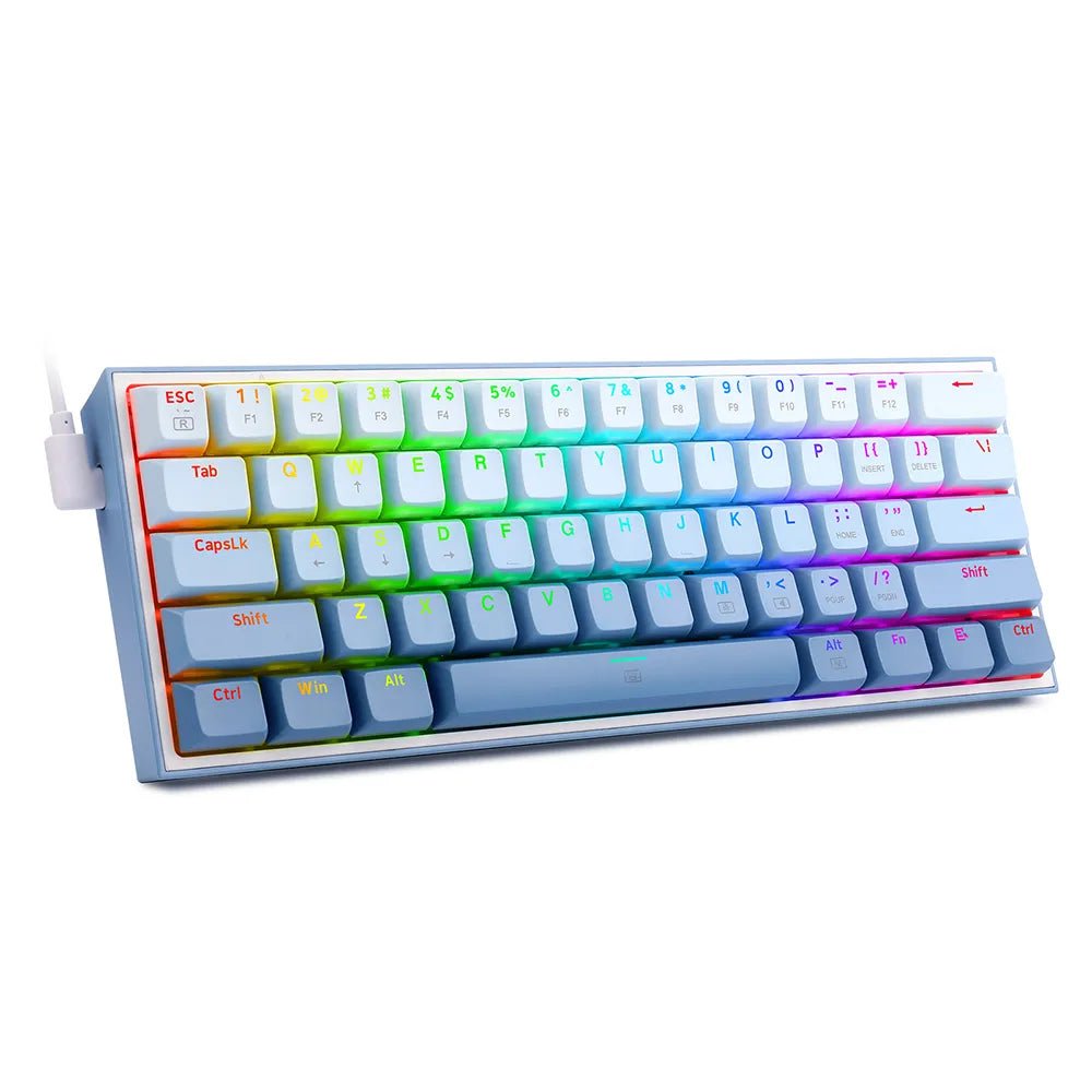 Storazone K617GWB-RGB / Red Switch REDRAGON Fizz K617 RGB USB Mini Mechanical Gaming Wired Keyboard Red Switch 61 Key Gamer for Computer PC Laptop detachable cable