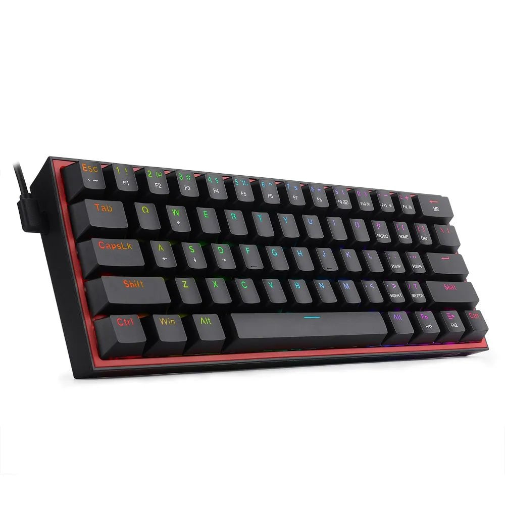 Storazone K617RGB / Red Switch REDRAGON Fizz K617 RGB USB Mini Mechanical Gaming Wired Keyboard Red Switch 61 Key Gamer for Computer PC Laptop detachable cable