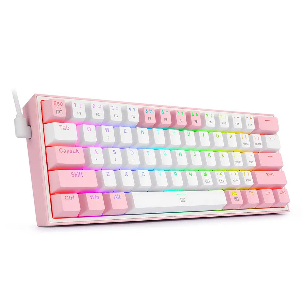 Storazone K617RGB-WP / Red Switch REDRAGON Fizz K617 RGB USB Mini Mechanical Gaming Wired Keyboard Red Switch 61 Key Gamer for Computer PC Laptop detachable cable