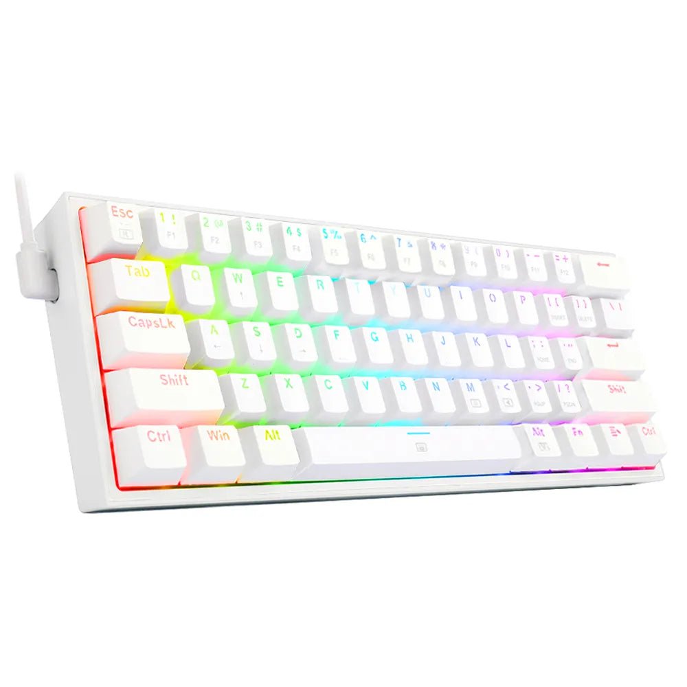 Storazone K617W-RGB / Red Switch REDRAGON Fizz K617 RGB USB Mini Mechanical Gaming Wired Keyboard Red Switch 61 Key Gamer for Computer PC Laptop detachable cable