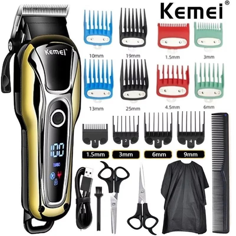 Storazone Kemei 1990 new hair clipper professional hair clipper men's hair clipper electric trimmer LCD display hair clipper Almighty set