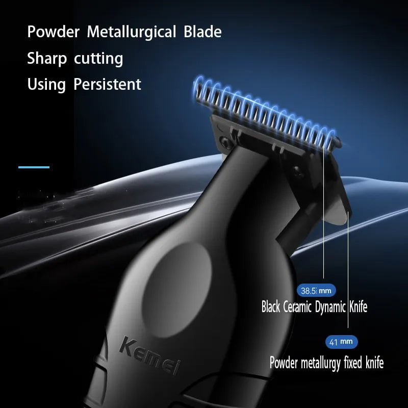 Storazone Kemei 2299 Barber Cordless Hair Trimmer 0mm Zero Gapped Carving Clipper Detailer Professional Electric Finish Cutting Machine