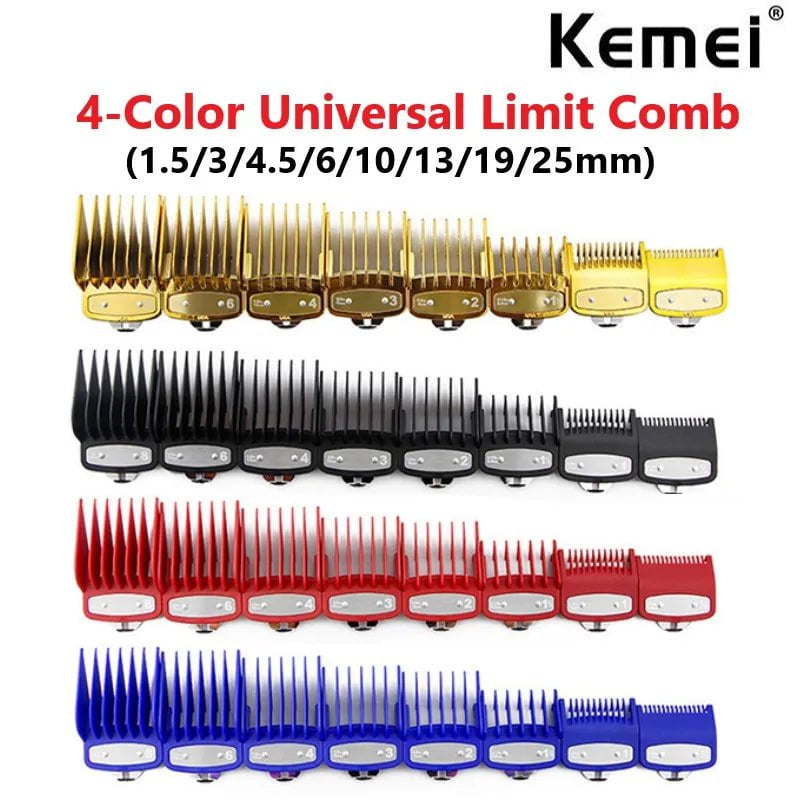 Storazone Kemei Hair Clipper Limit Comb Guide Attachment Size Barber Replacement 1.5/3/4.5/6/10/13/19/25/mm 8pcs Set For 1990 809A 1761