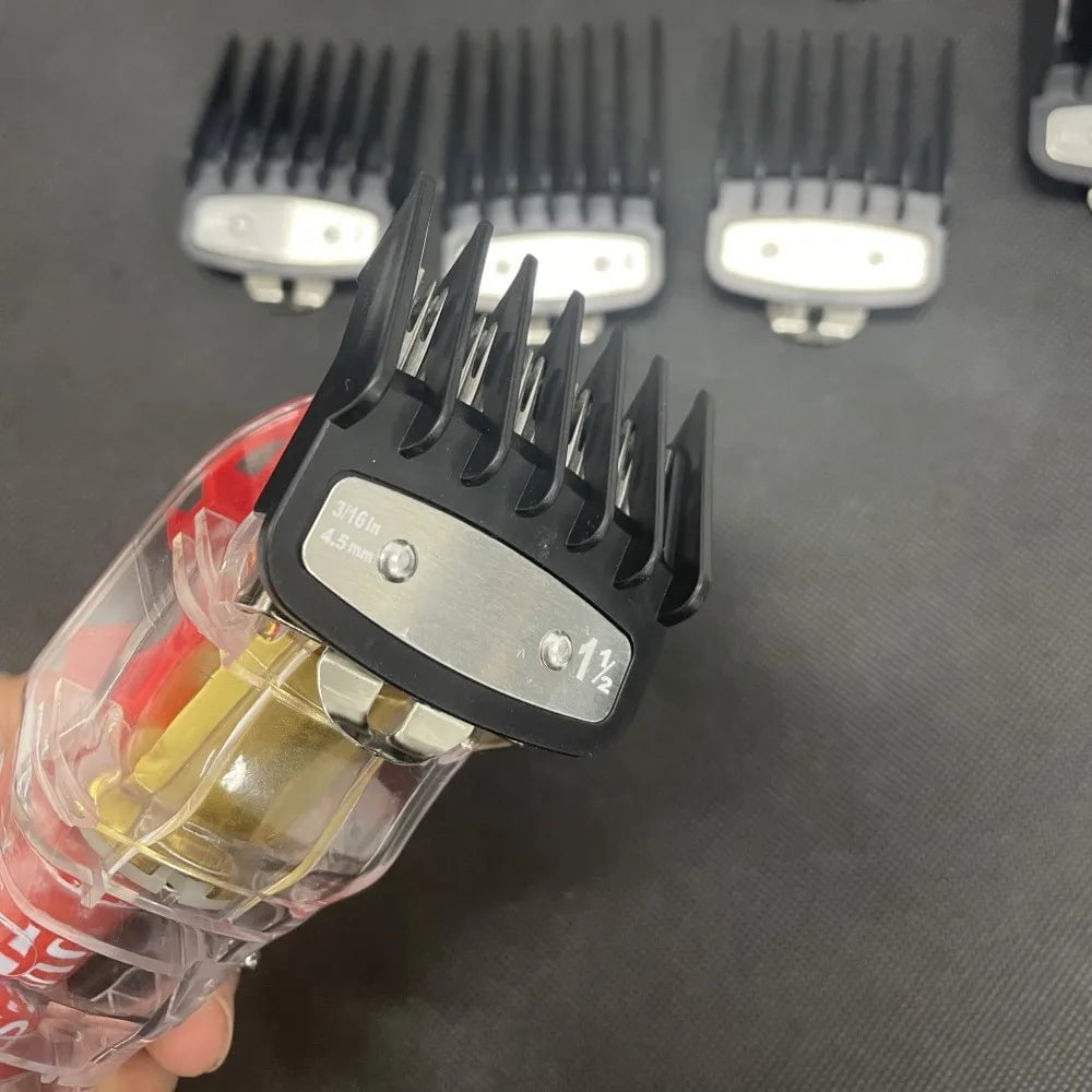 Storazone Kemei Hair Clipper Limit Comb Guide Attachment Size Barber Replacement 1.5/3/4.5/6/10/13/19/25/mm 8pcs Set For 1990 809A 1761