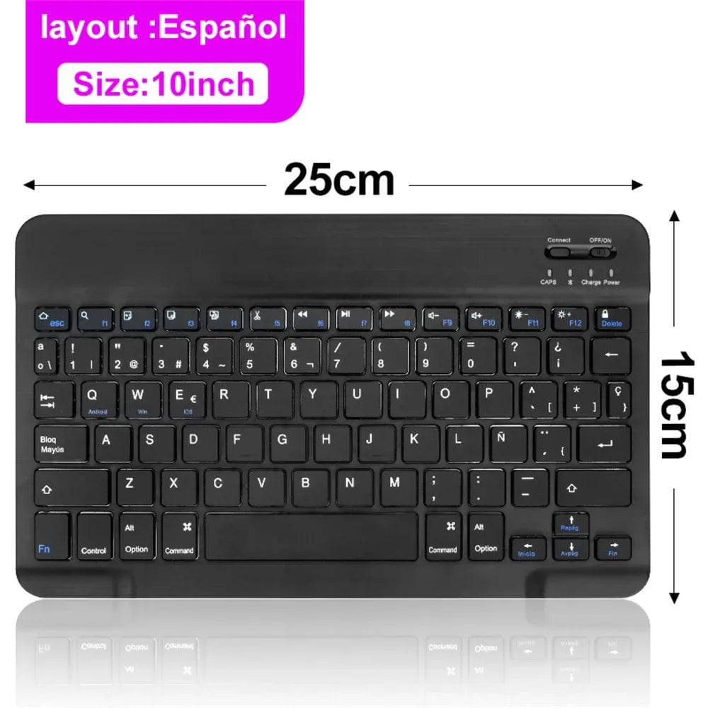 Storazone keyboard Spanish Bluetooth Wireless Keyboard Mouse For IOS Android Windows Tablet For iPad Air Mini Pro Spanish Korean Portugal Russian Keyboard