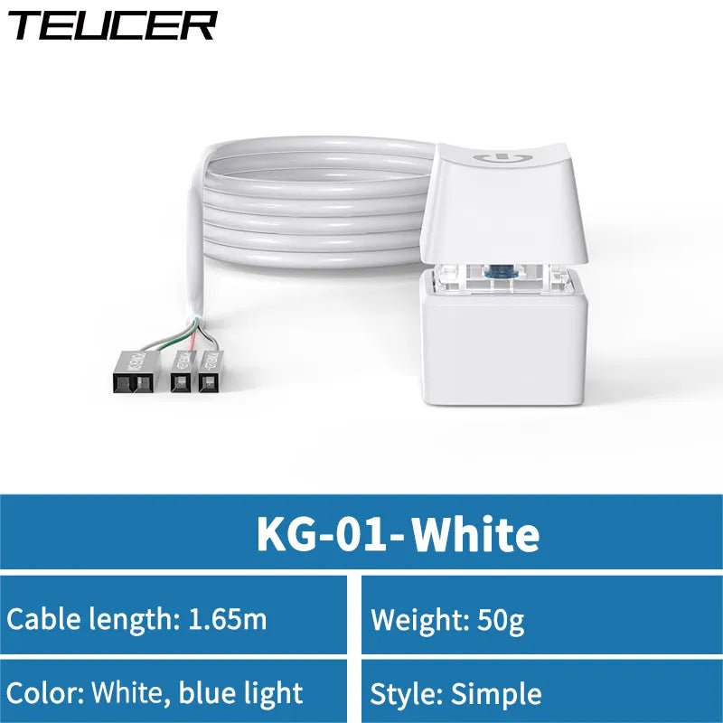 Storazone KG-01-White TEUCER 1.65/5/10M Colorful LED Computer Desktop Switch PC Motherboard External Start Power On/Off Button Extension Cable