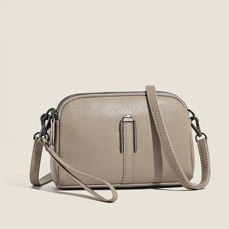 Storazone Khaki 100% Genuine Leather Women's Bag Handbag 2023 Luxury Cow Leather Women Shoulder Crossbody Bag Fashion Female Messenger Phone Bag